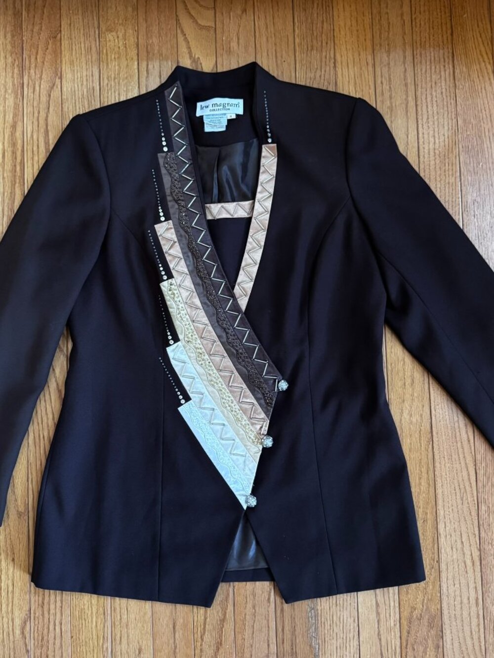LEW MAGRAM Beaded Blazer • Silver Gold Beads • 70s 80s Glam Jacket
